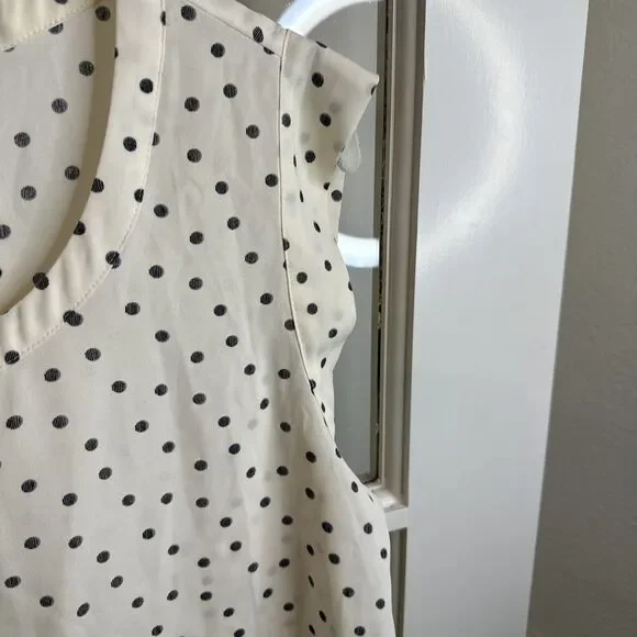 Pleione Sleeveless Top Size M White and Black Polka Dot Cami Shell - Picture 5 of 9